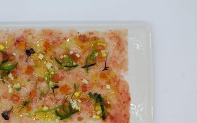 Aprende a cocinar un carpaccio de gamba roja con Belén Escrivà